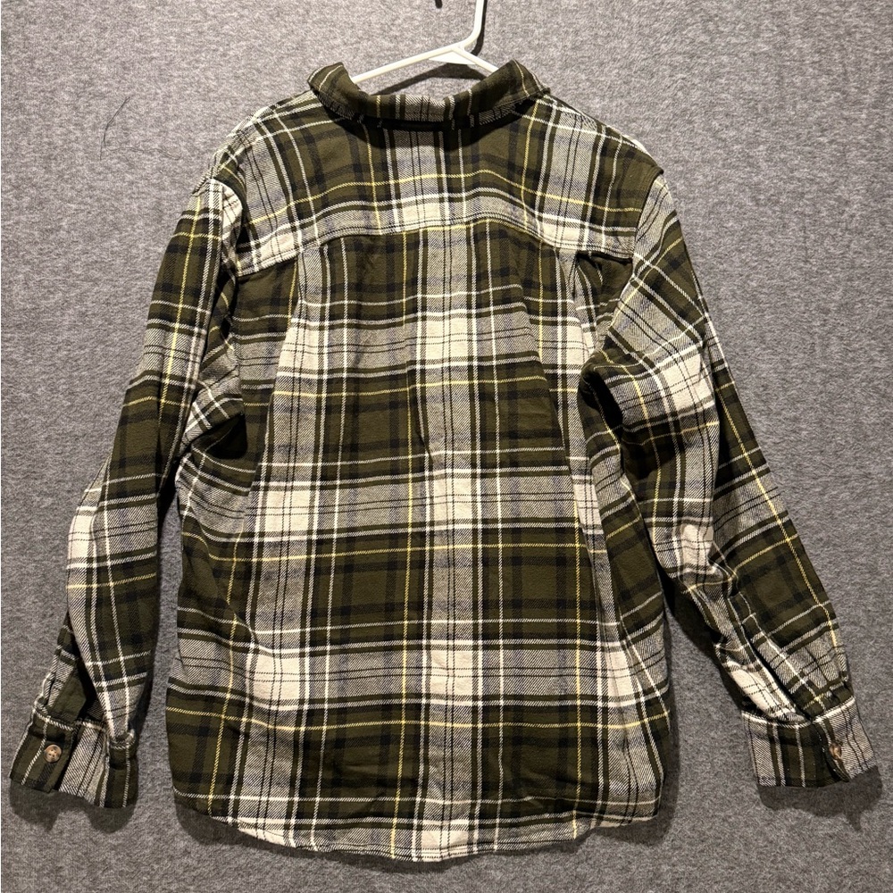 Brahma flannel shirt mens Large green white plaid button up cotton heavy work - Picture 3 of 8